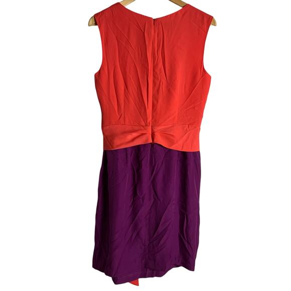 Suzy Chin Coral Purple Two-Tone Draped Faux Wrap Sleeveless Mini Dress Size 12 - Picture 11 of 12